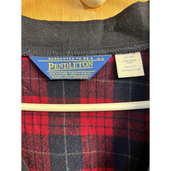 Vintage Pendleton Sweater Cardigan Mens Large Red Plaid Button Front USA 80s - Picture 2 of 5